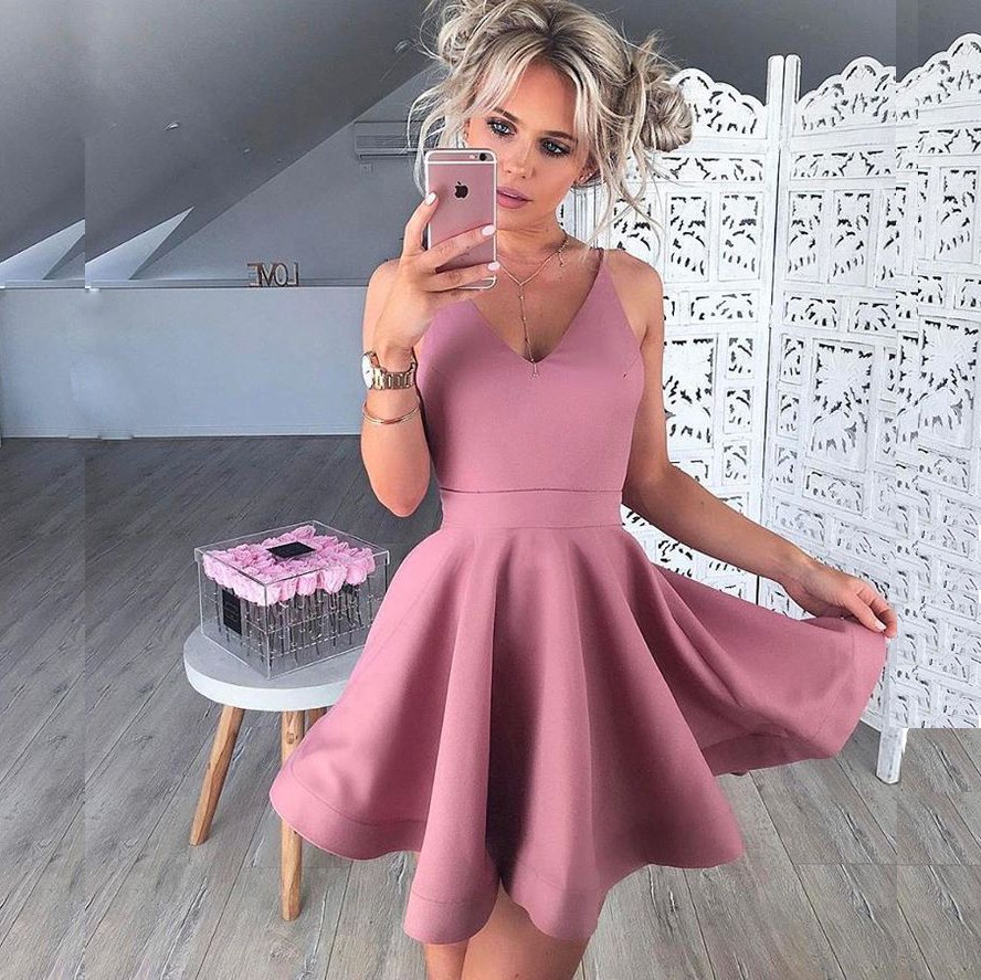 blush colored homecoming dresses