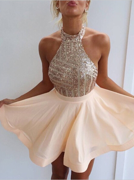 rose gold homecoming dress short