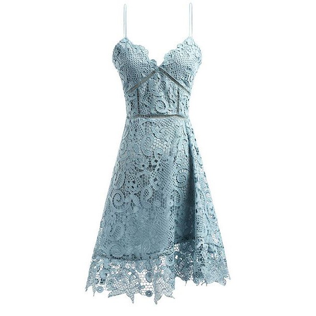 blue lace spaghetti strap dress